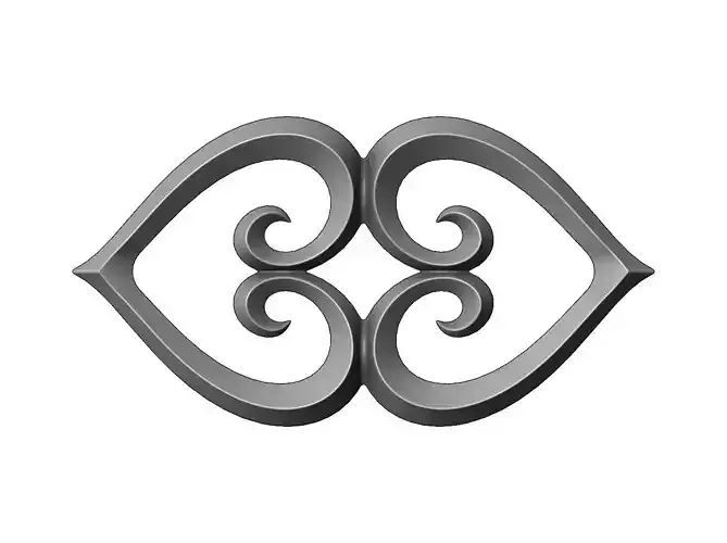 Double heart floral scroll relief 