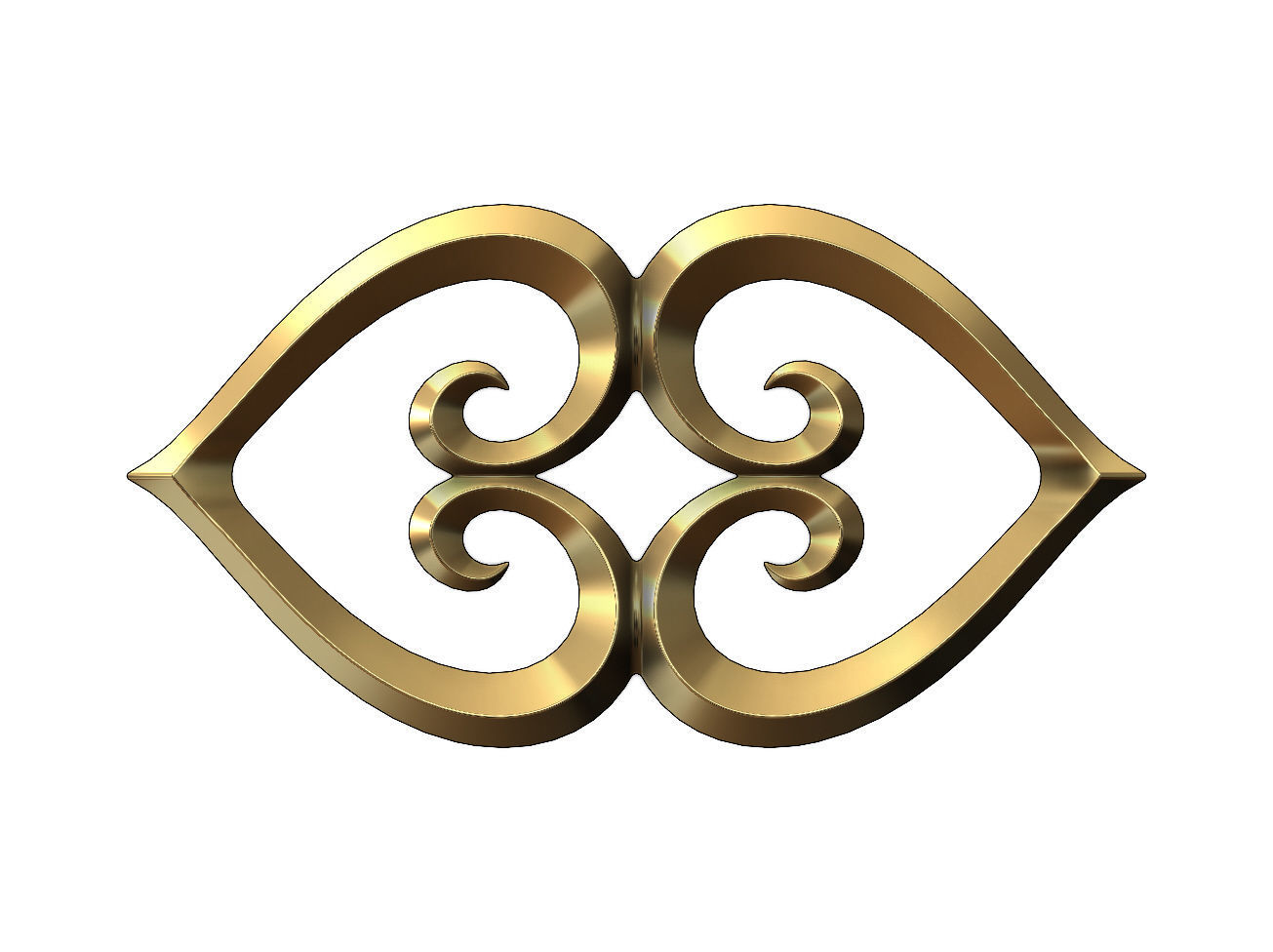 Double heart floral scroll relief 3D print model_9
