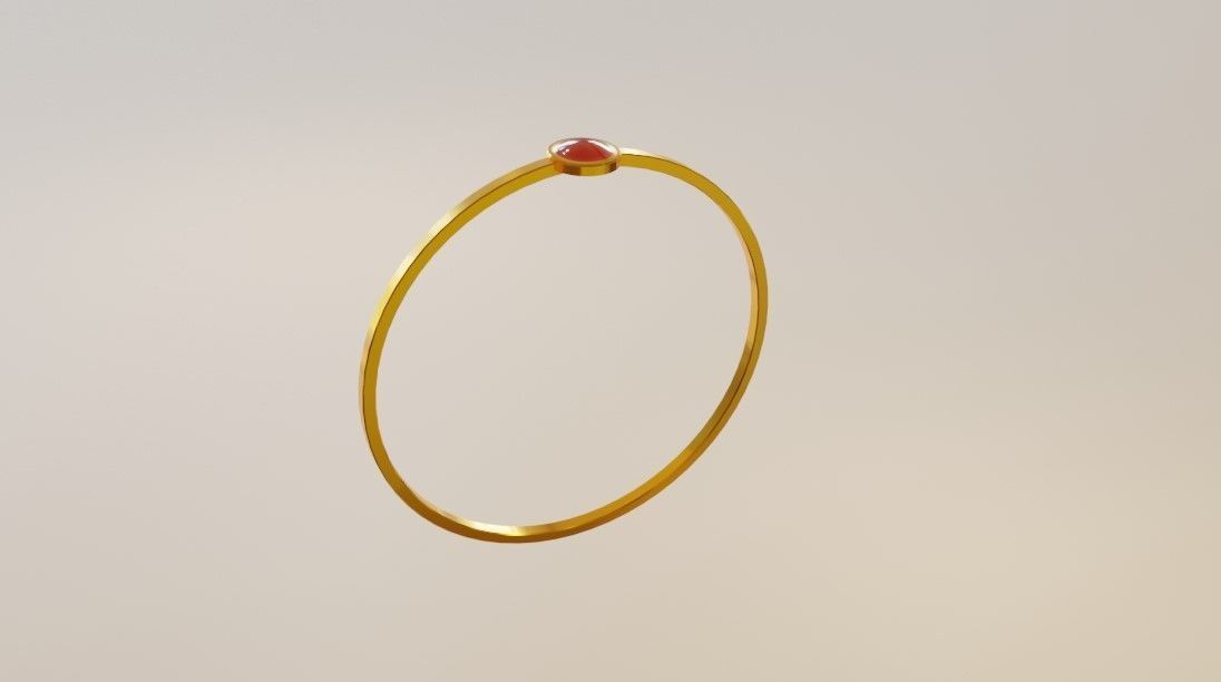 Gold Ring Single Sphere Ruby stone and Box 10 - Anel 3D model_4