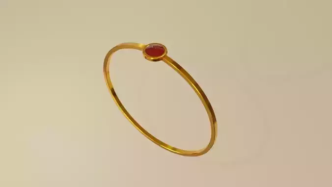 Gold Ring Single Sphere Ruby stone and Box 10 - Anel
