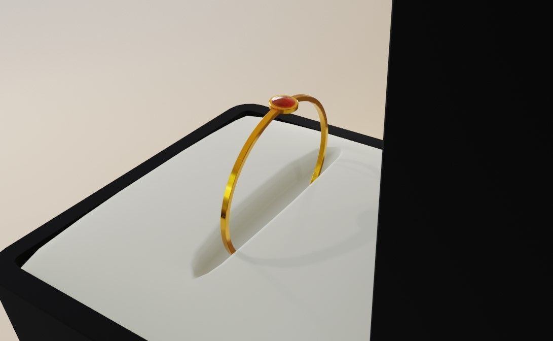 Gold Ring Single Sphere Ruby stone and Box 10 - Anel 3D model_11
