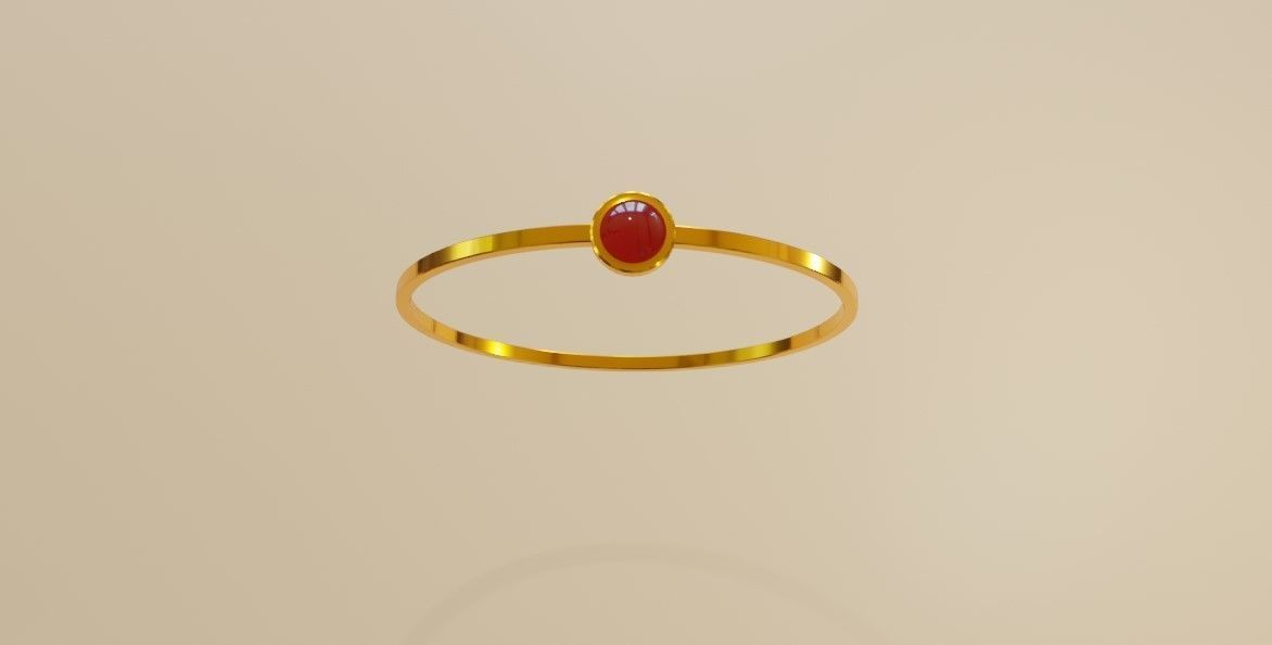 Gold Ring Single Sphere Ruby stone and Box 10 - Anel 3D model_13