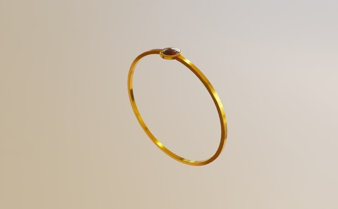 Gold Ring Single Sphere Ruby stone and Box 10 - Anel 3D model_12