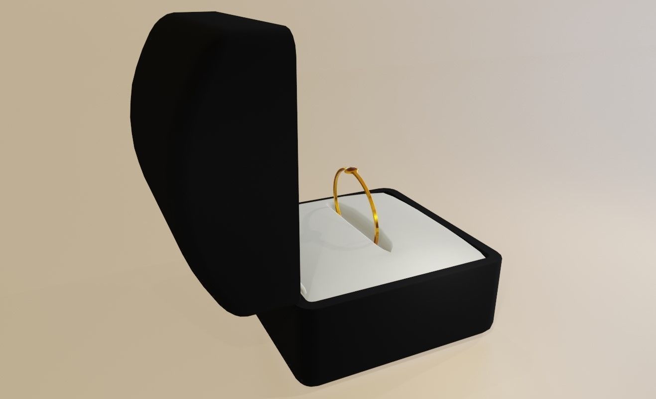 Gold Ring Single Sphere Ruby stone and Box 10 - Anel 3D model_9
