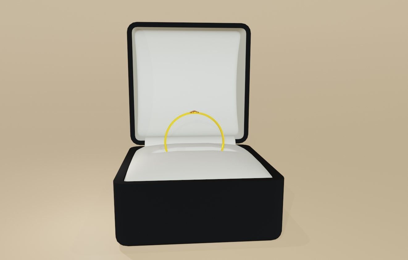 Gold Ring Single Sphere Ruby stone and Box 10 - Anel 3D model_8