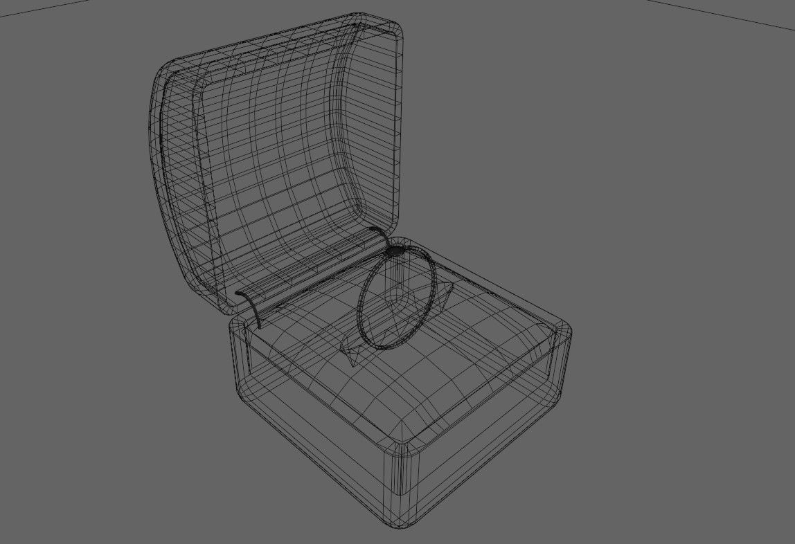 Gold Ring Single Sphere Ruby stone and Box 10 - Anel 3D model_20