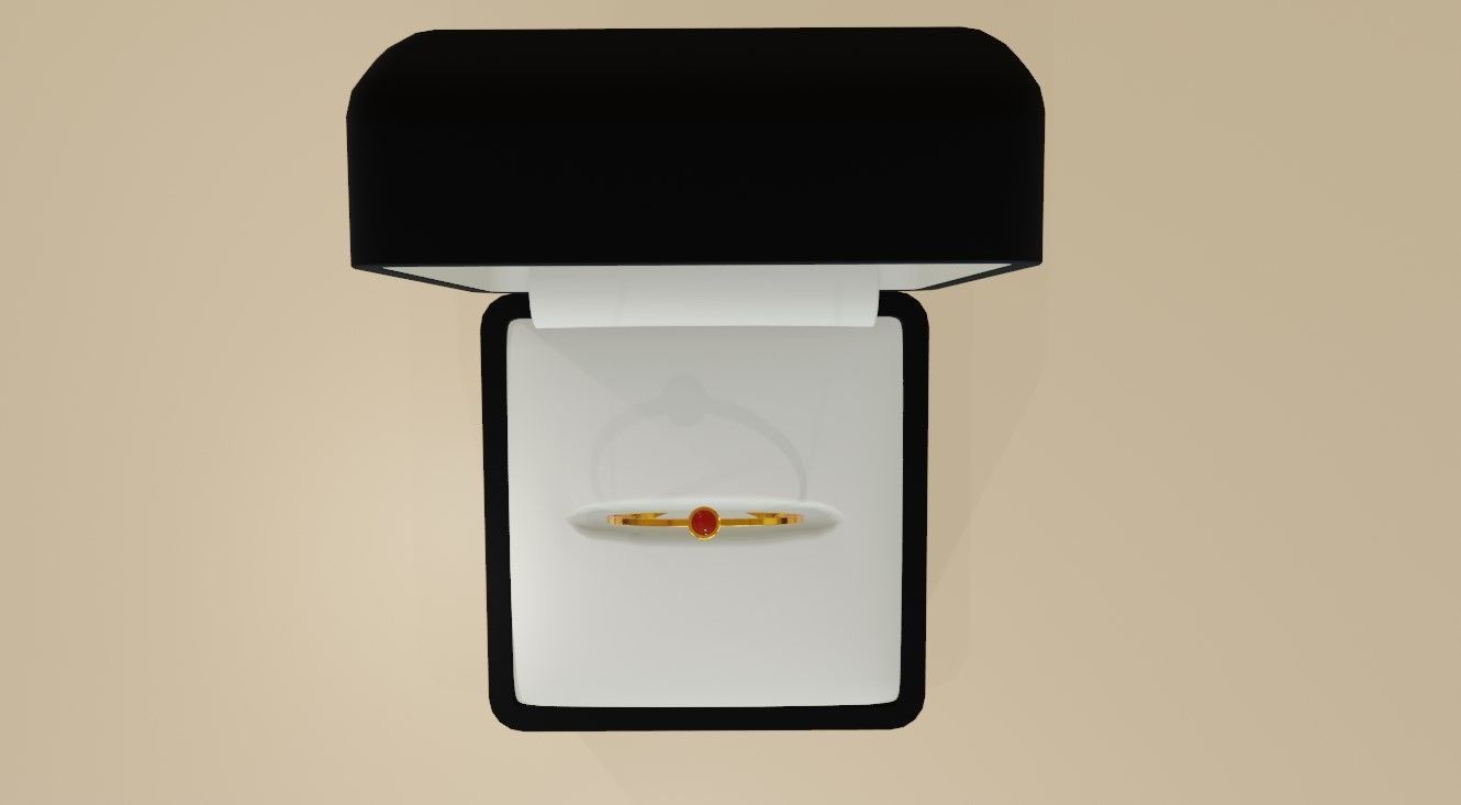 Gold Ring Single Sphere Ruby stone and Box 10 - Anel 3D model_10