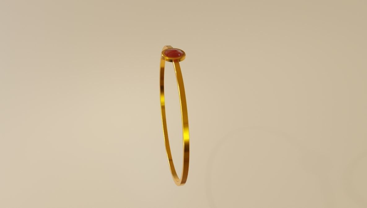 Gold Ring Single Sphere Ruby stone and Box 10 - Anel 3D model_3
