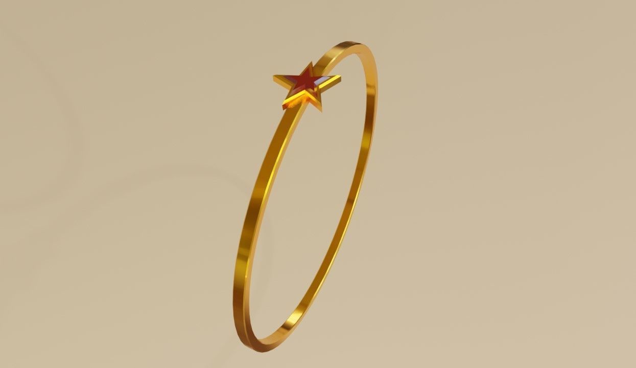 Star Gold Ring Ruby and box 11 - Anel estrela 3D model_2