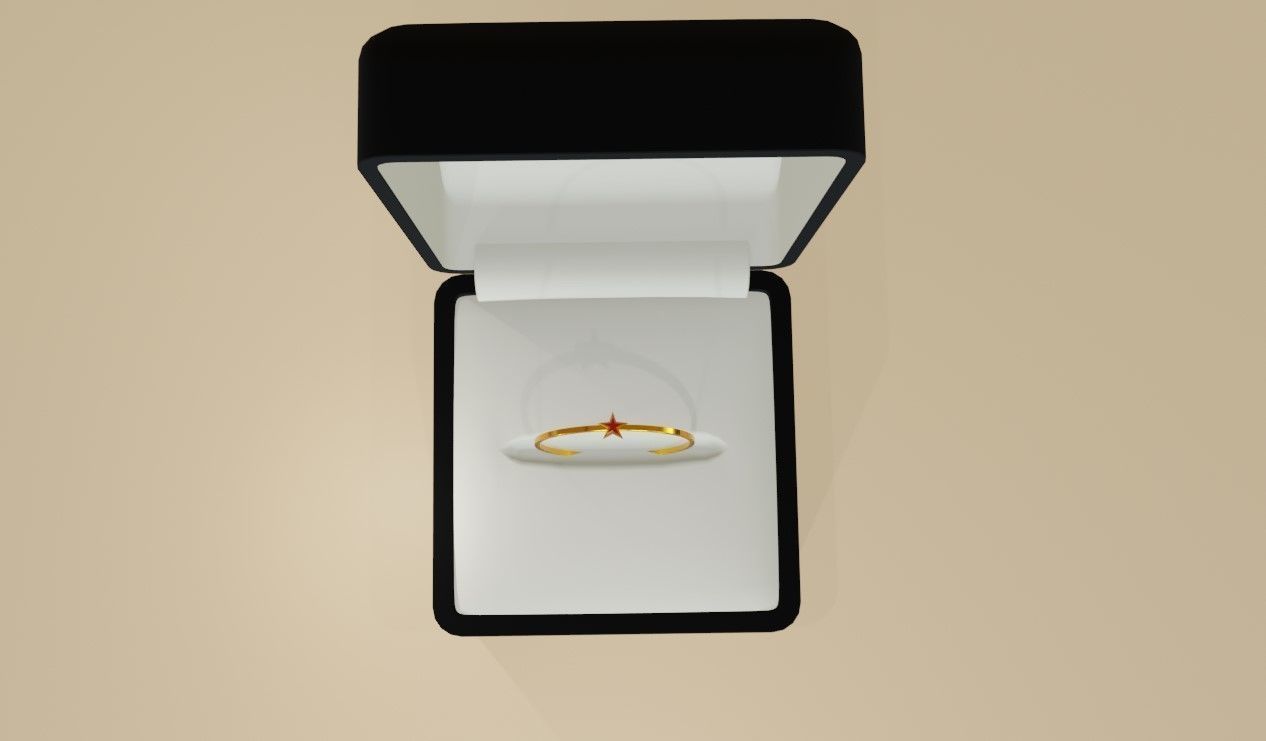 Star Gold Ring Ruby and box 11 - Anel estrela 3D model_6