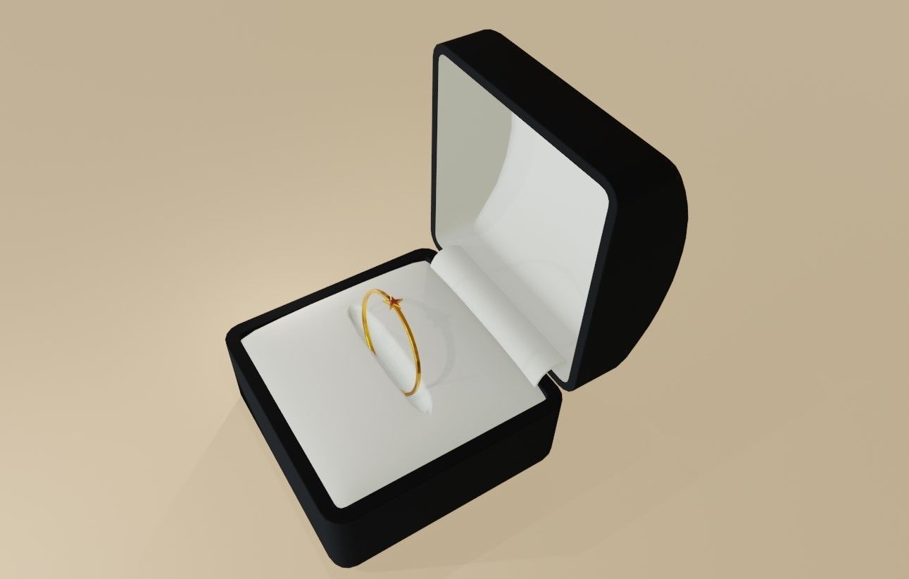 Star Gold Ring Ruby and box 11 - Anel estrela 3D model_9