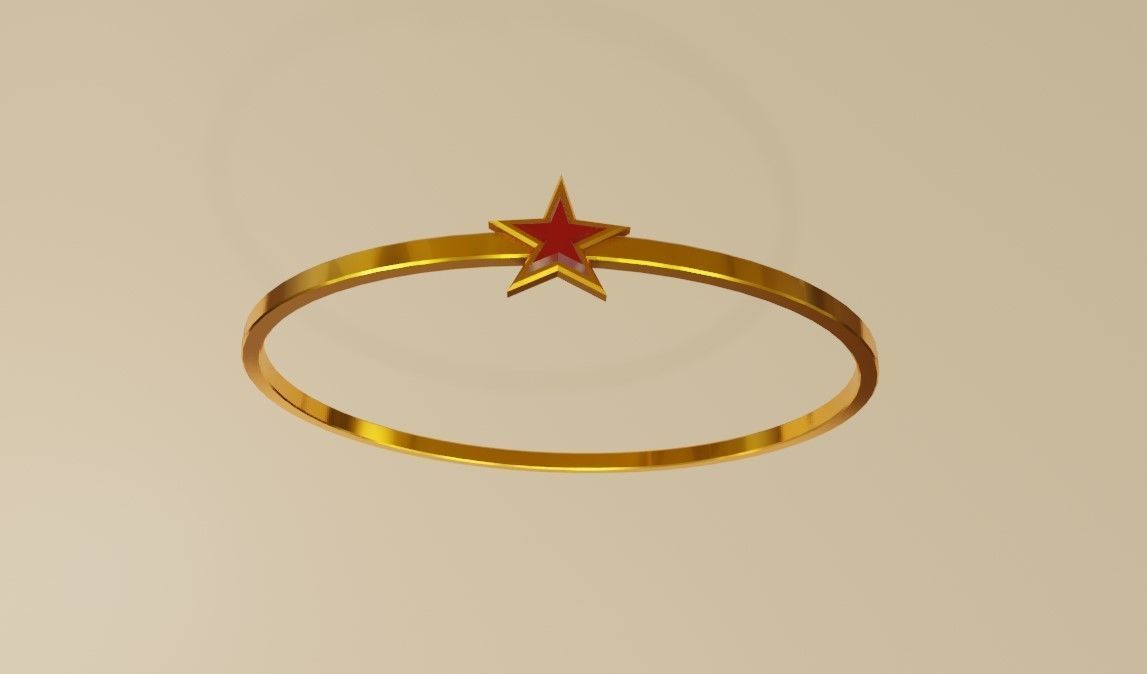 Star Gold Ring Ruby and box 11 - Anel estrela 3D model_3