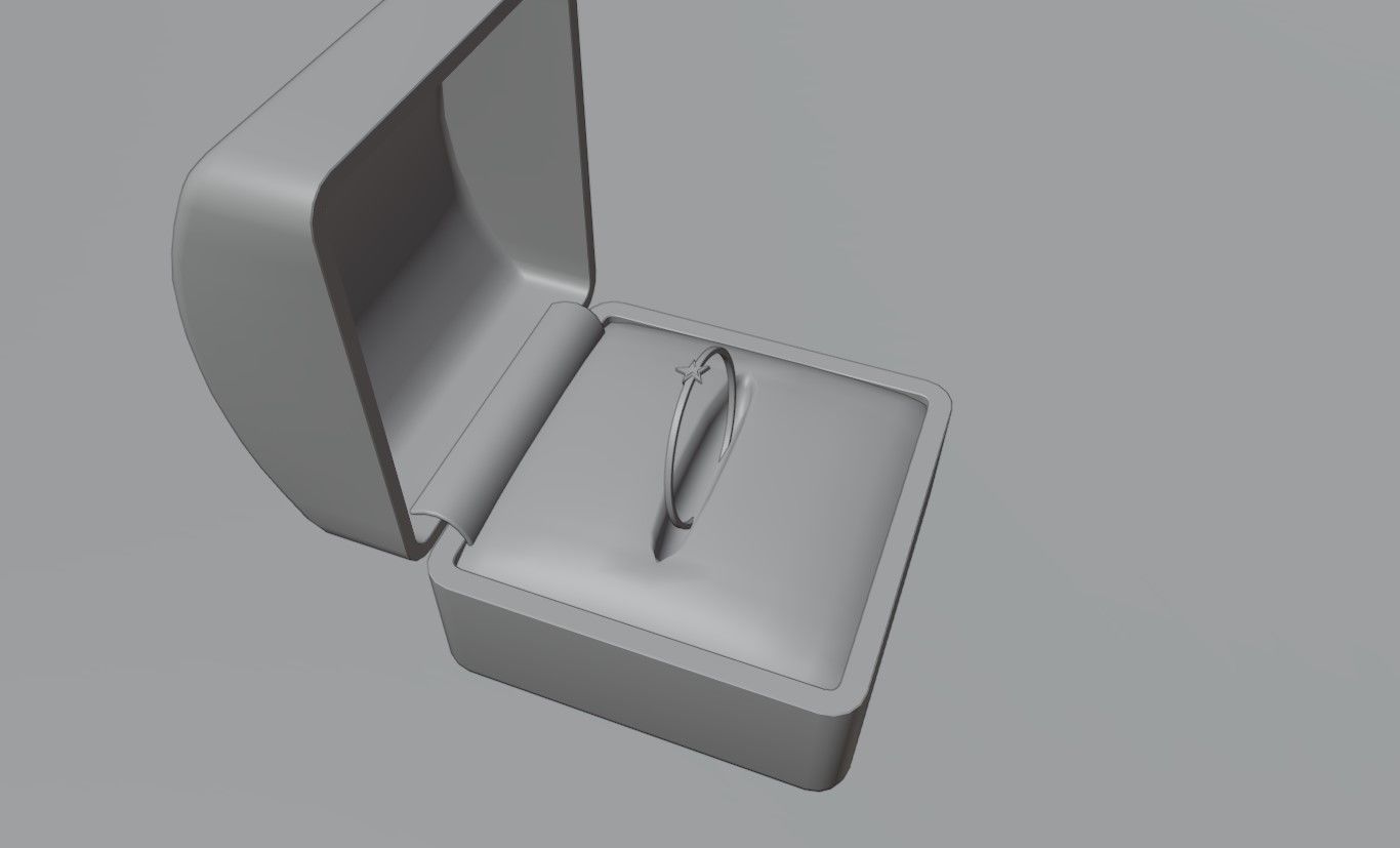 Star Gold Ring Ruby and box 11 - Anel estrela 3D model_17