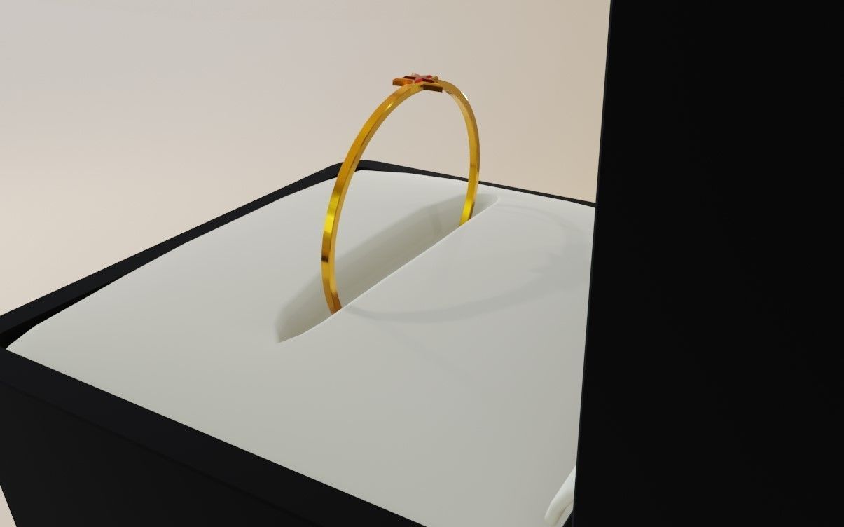 Star Gold Ring Ruby and box 11 - Anel estrela 3D model_8