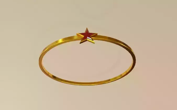 Star Gold Ring Ruby and box 11 - Anel estrela