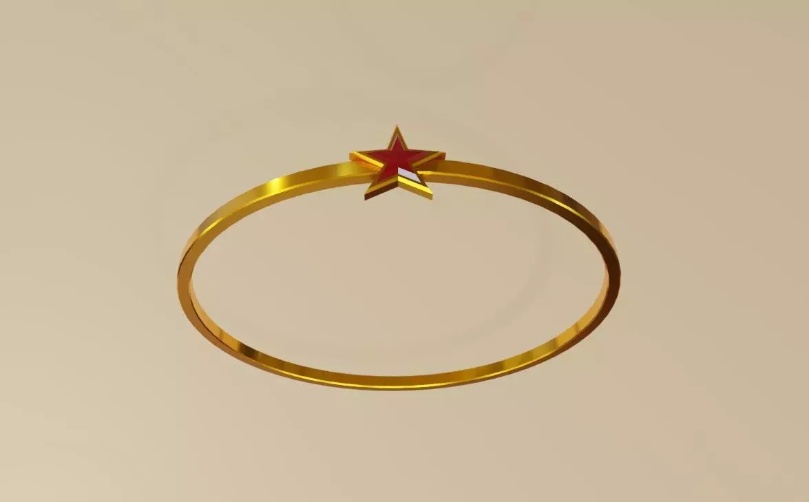 Star Gold Ring Ruby and box 11 - Anel estrela 3D model_0