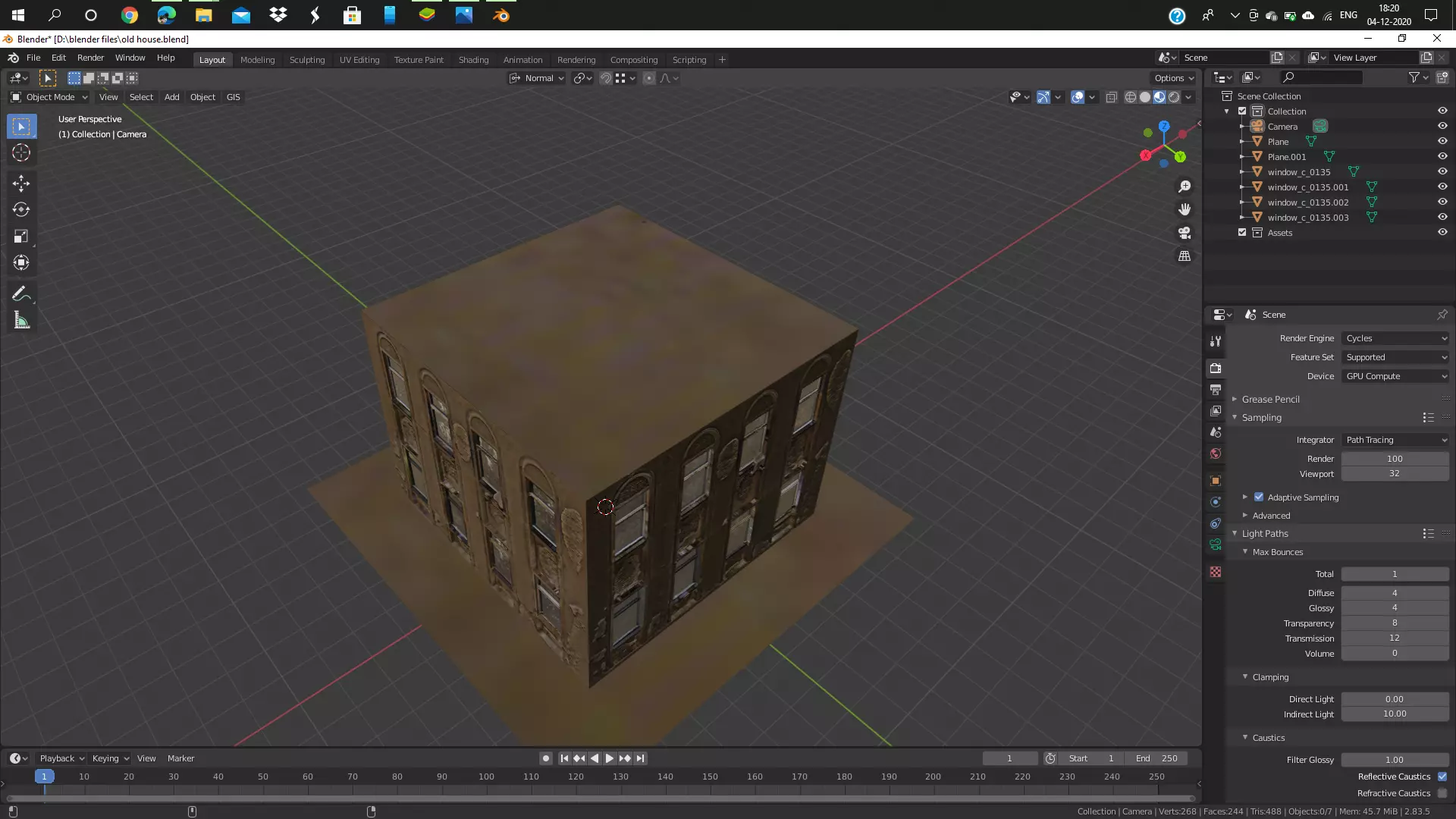 old house building Low-poly 3D model_0