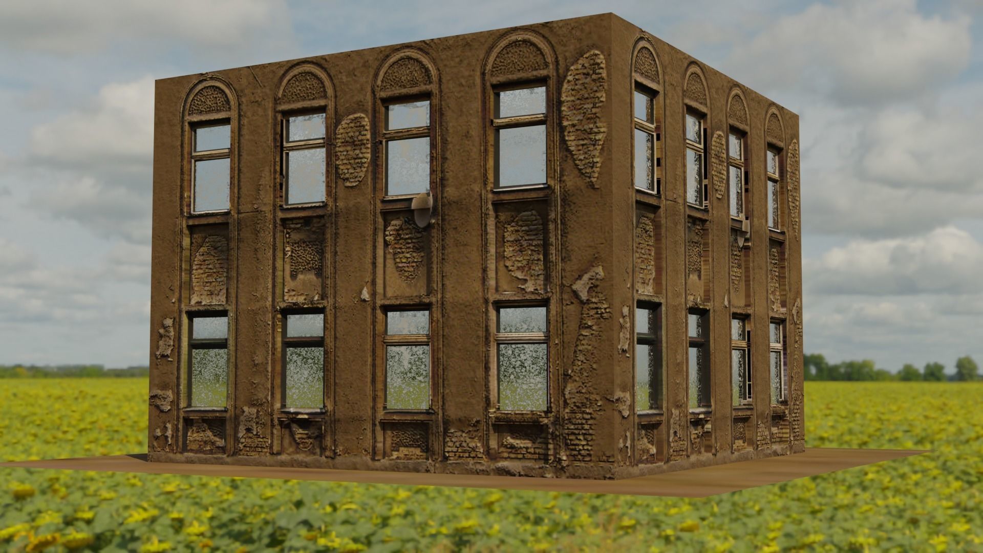 old house building Low-poly 3D model_1