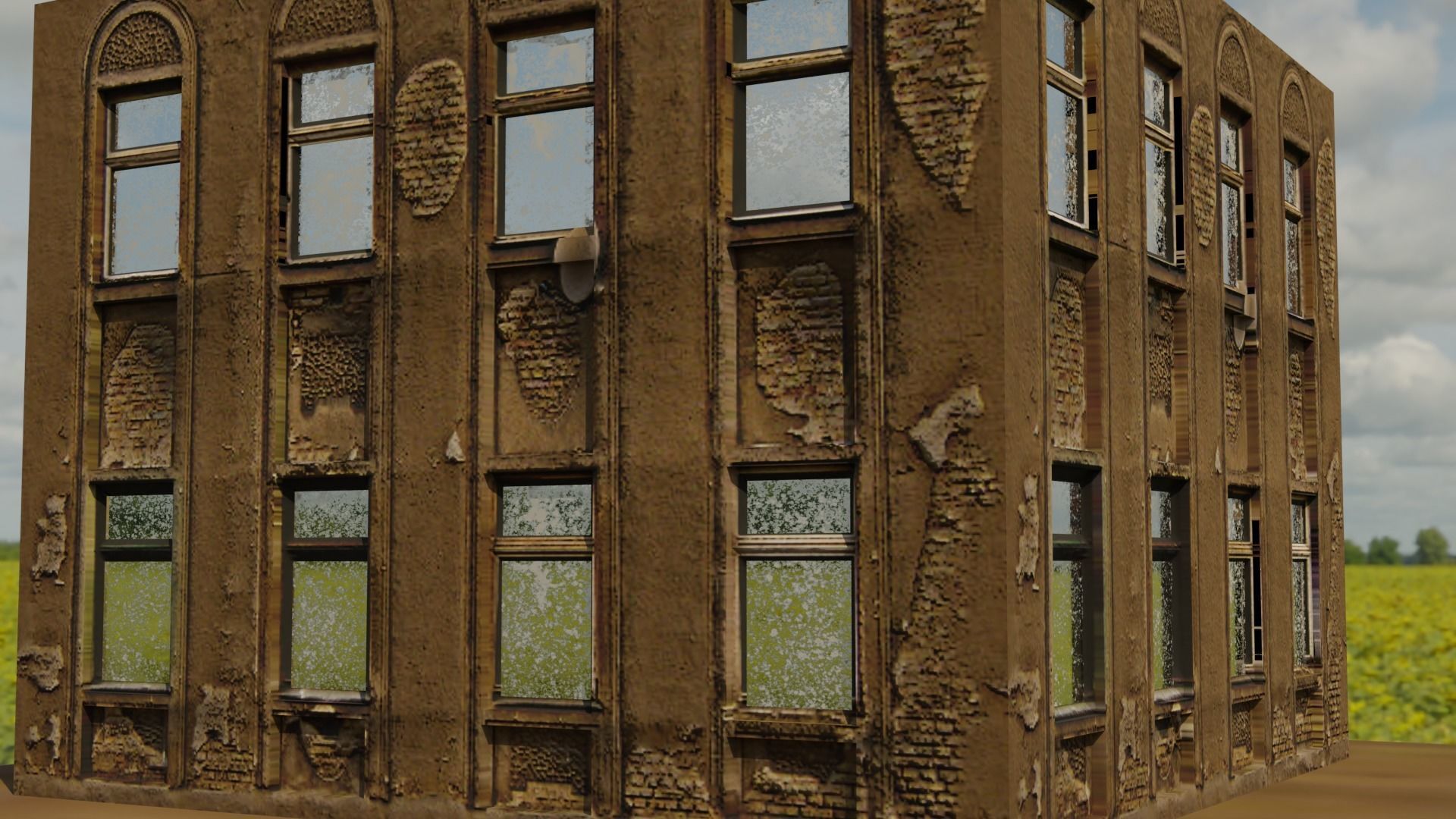 old house building Low-poly 3D model_3