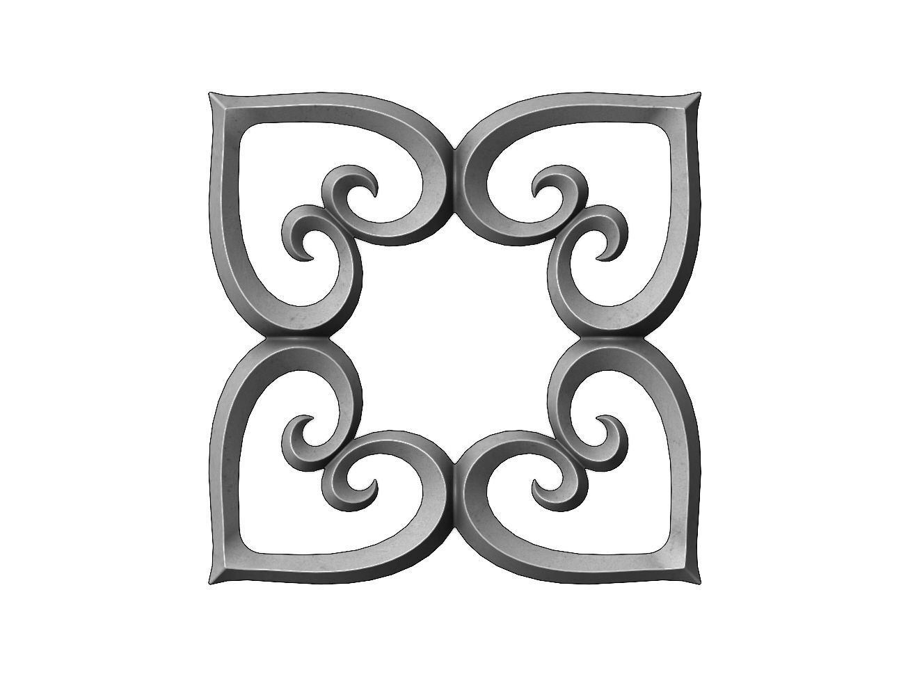 Heart pattern floral scroll relief 3D print model_9