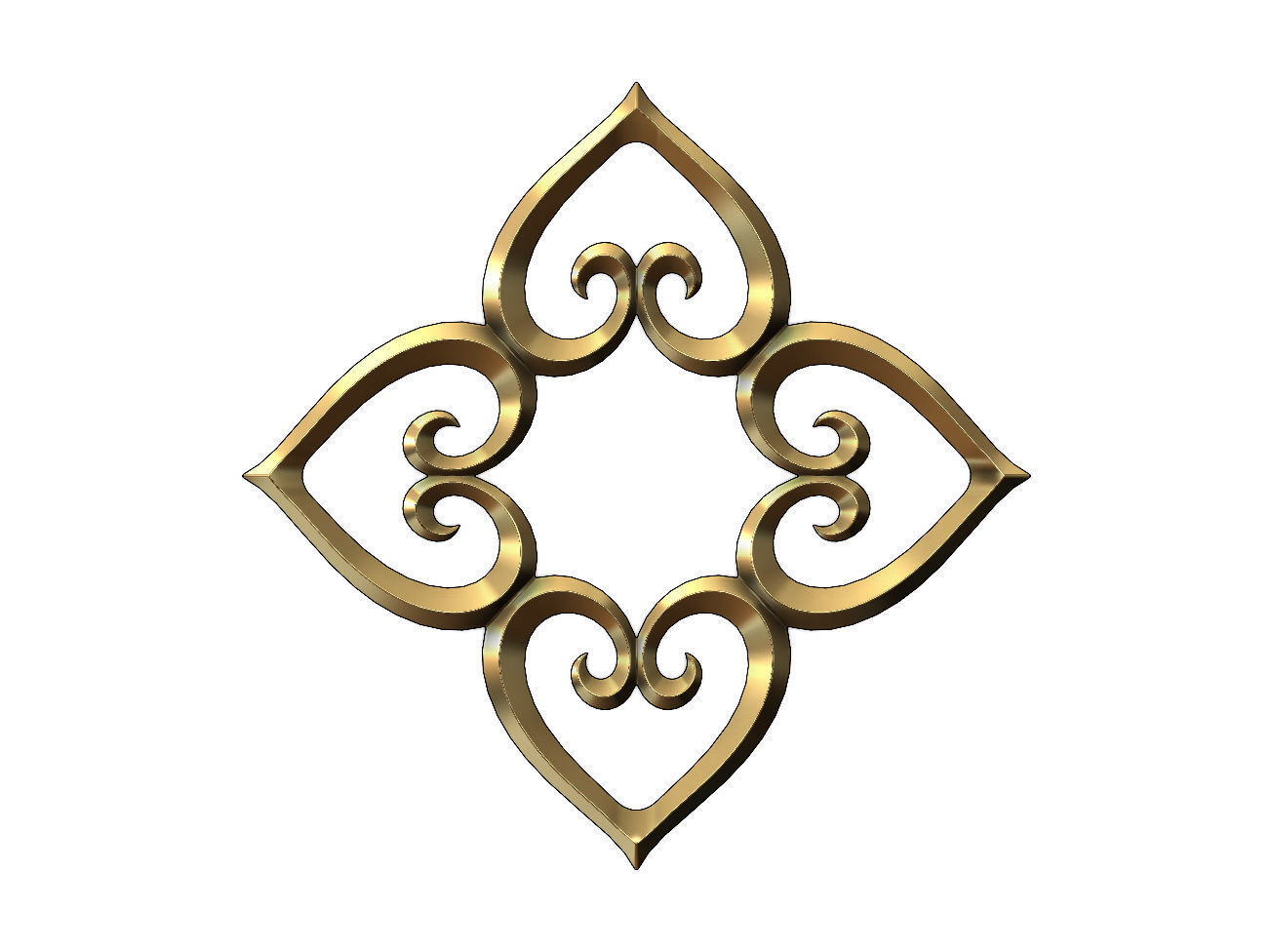 Heart pattern floral scroll relief 3D print model_8