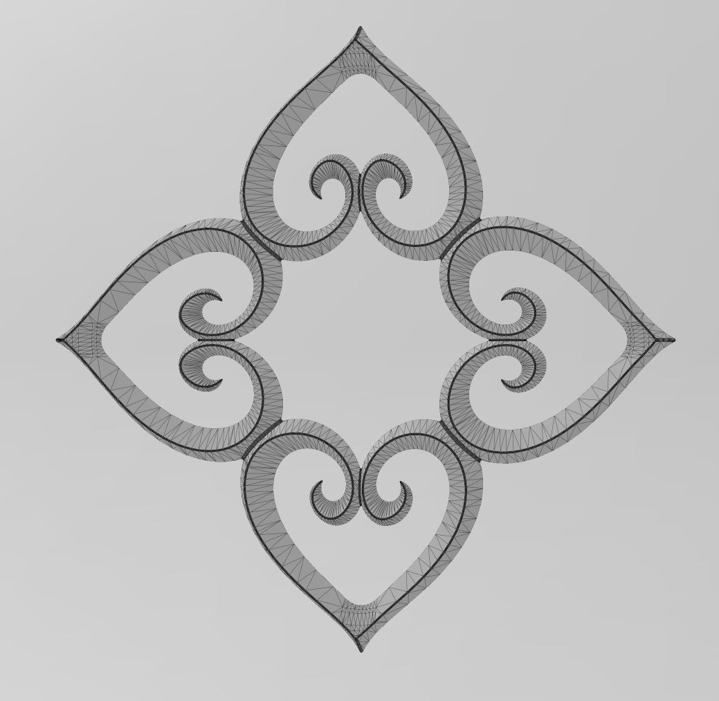 Heart pattern floral scroll relief 3D print model_10