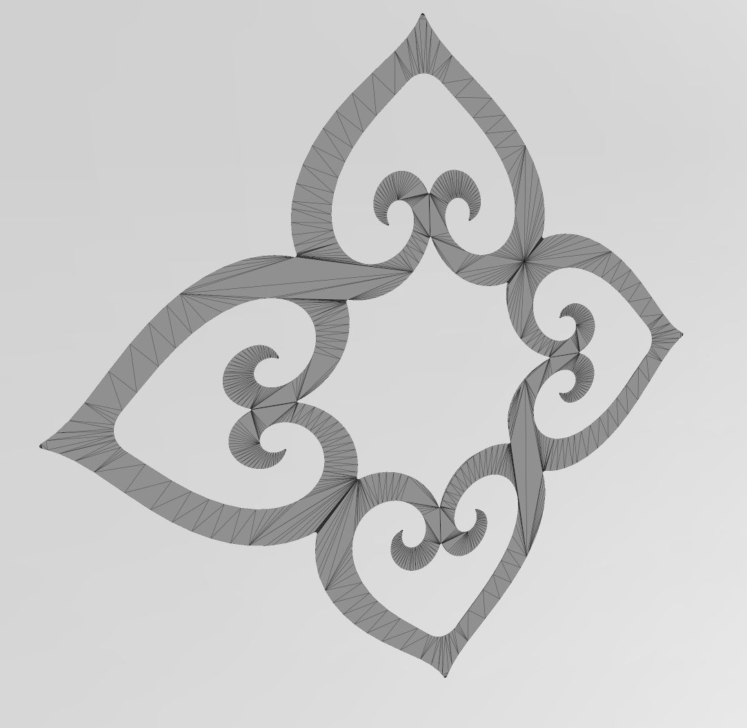 Heart pattern floral scroll relief 3D print model_12