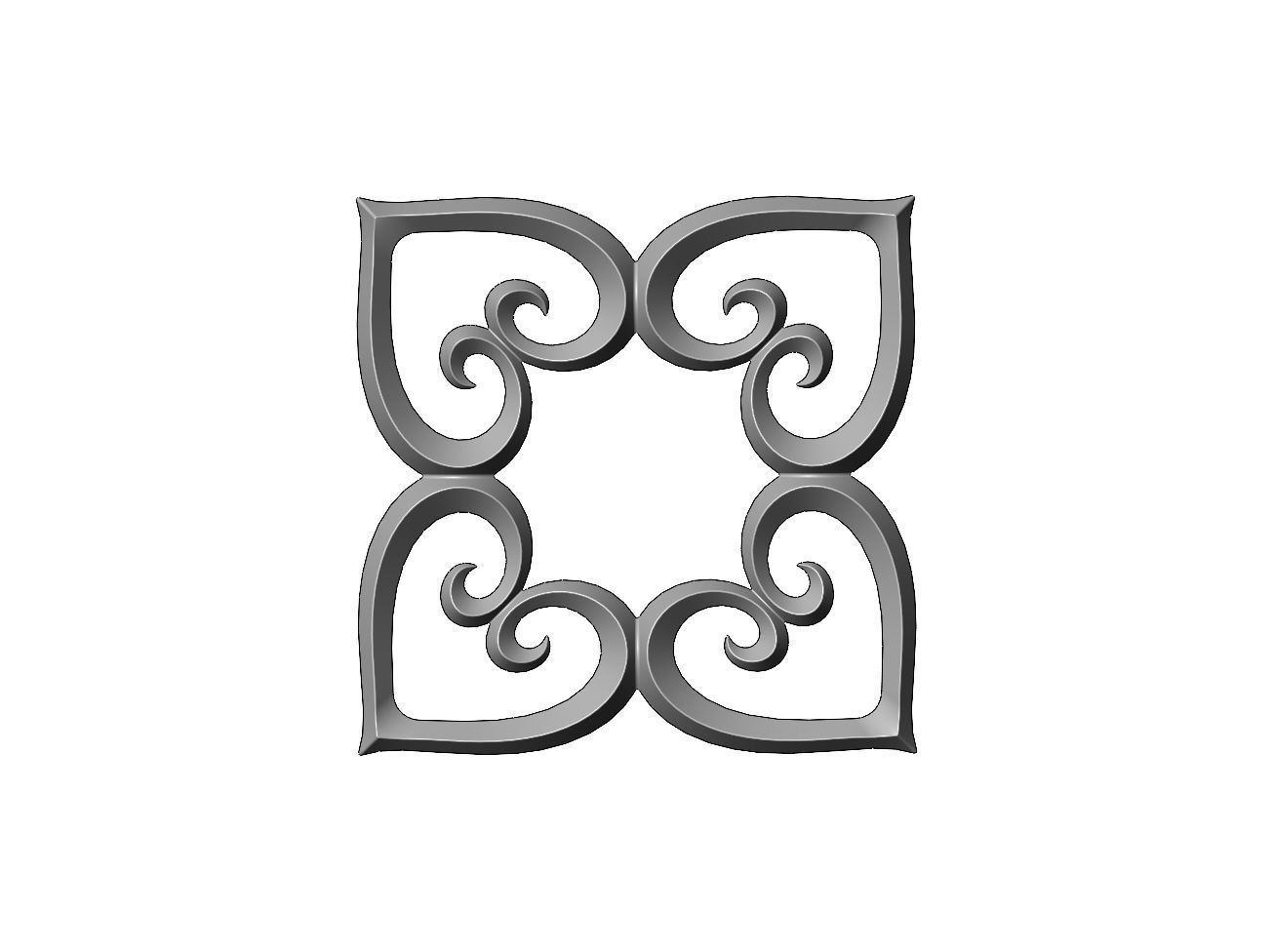 Heart pattern floral scroll relief 3D print model_1