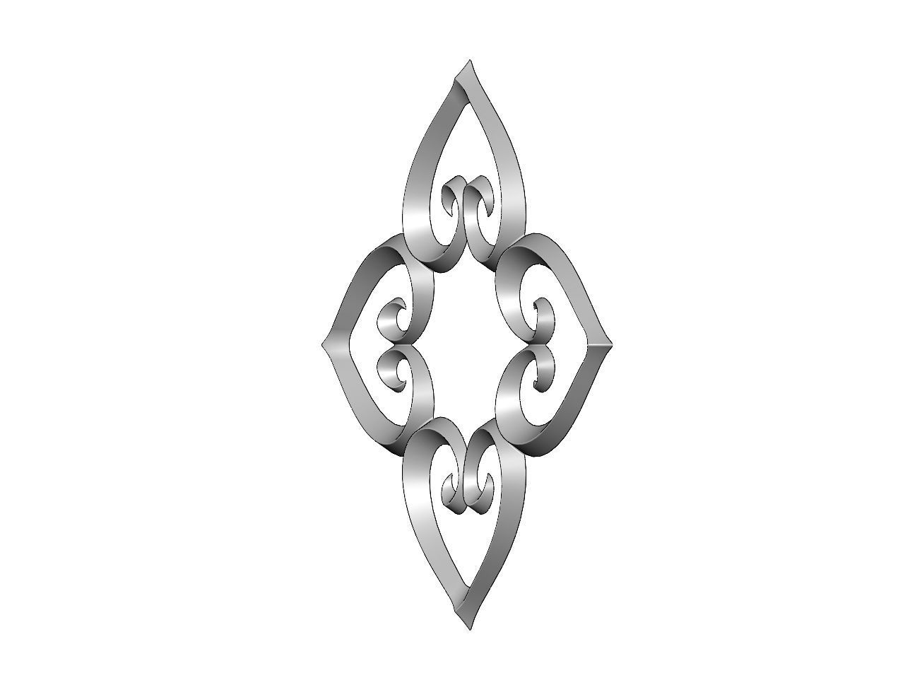 Heart pattern floral scroll relief 3D print model_6