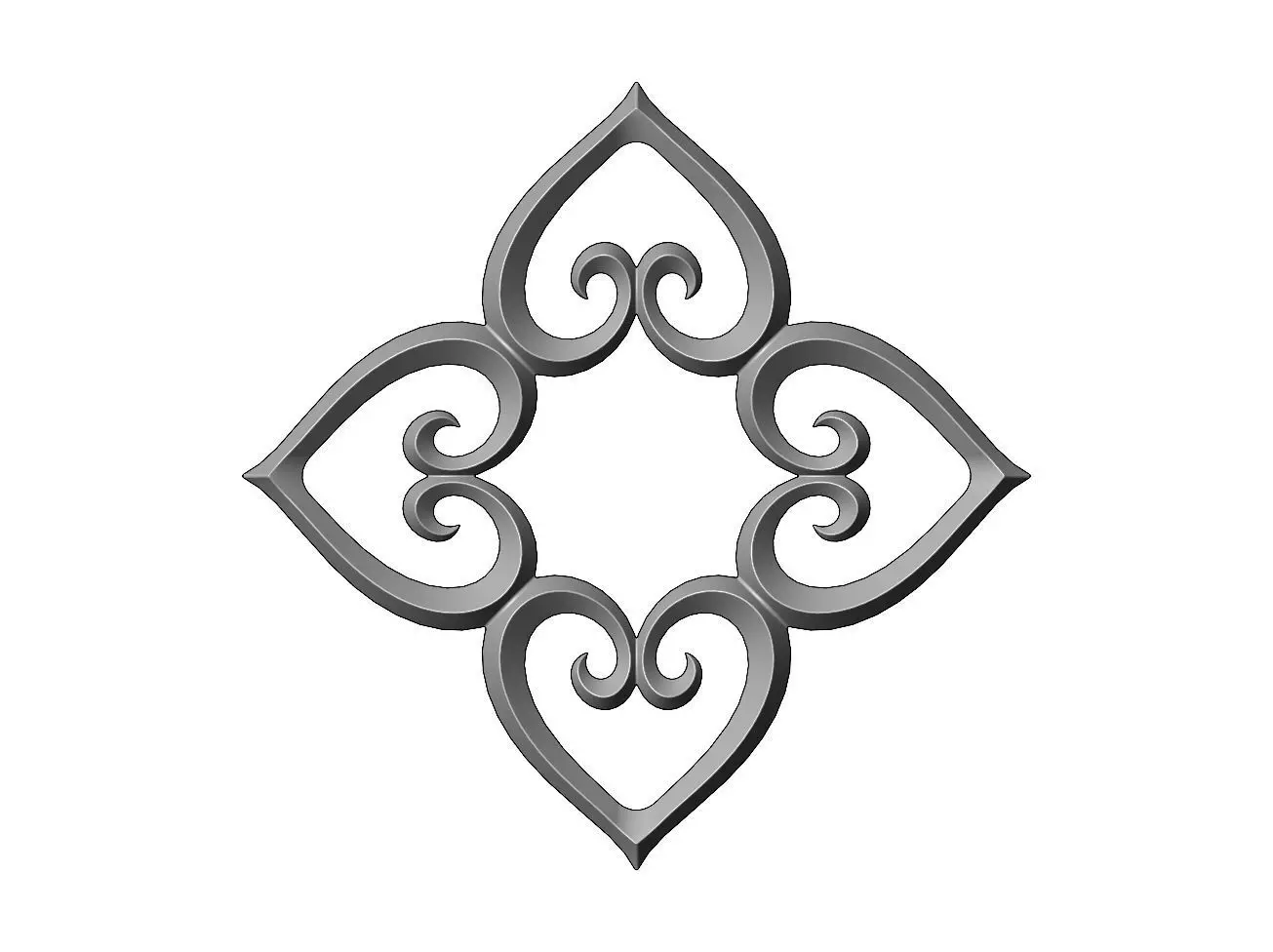 Heart pattern floral scroll relief 3D print model_0