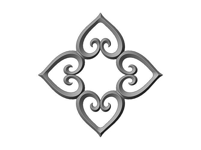Heart pattern floral scroll relief 3D print model