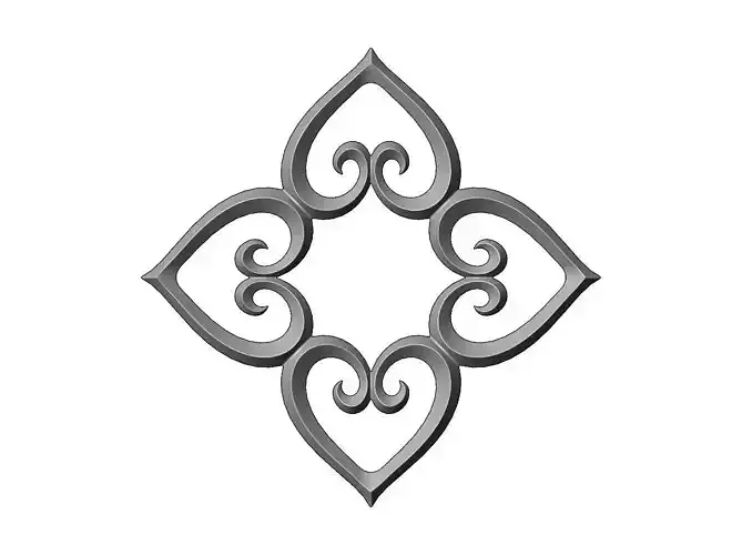 Heart pattern floral scroll relief 3D print model