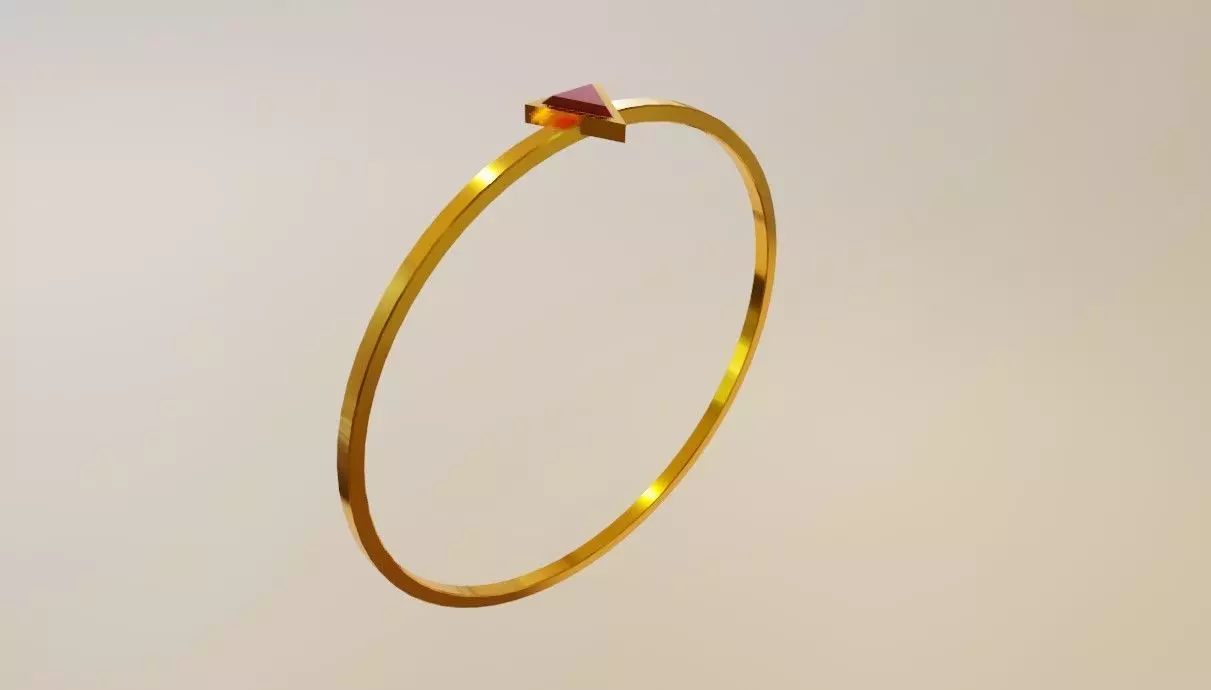 Triangle Gold Ring Ruby 12 - Anel triangulo 3D model