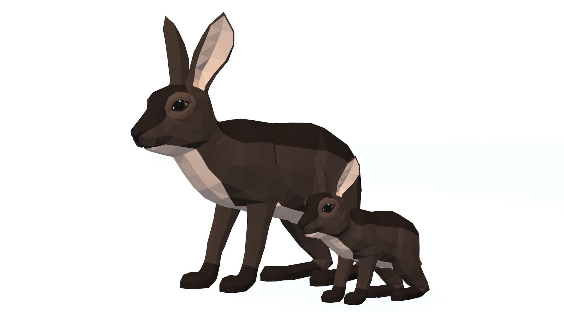 LowPoly Hares pack Low-poly 3D model_4
