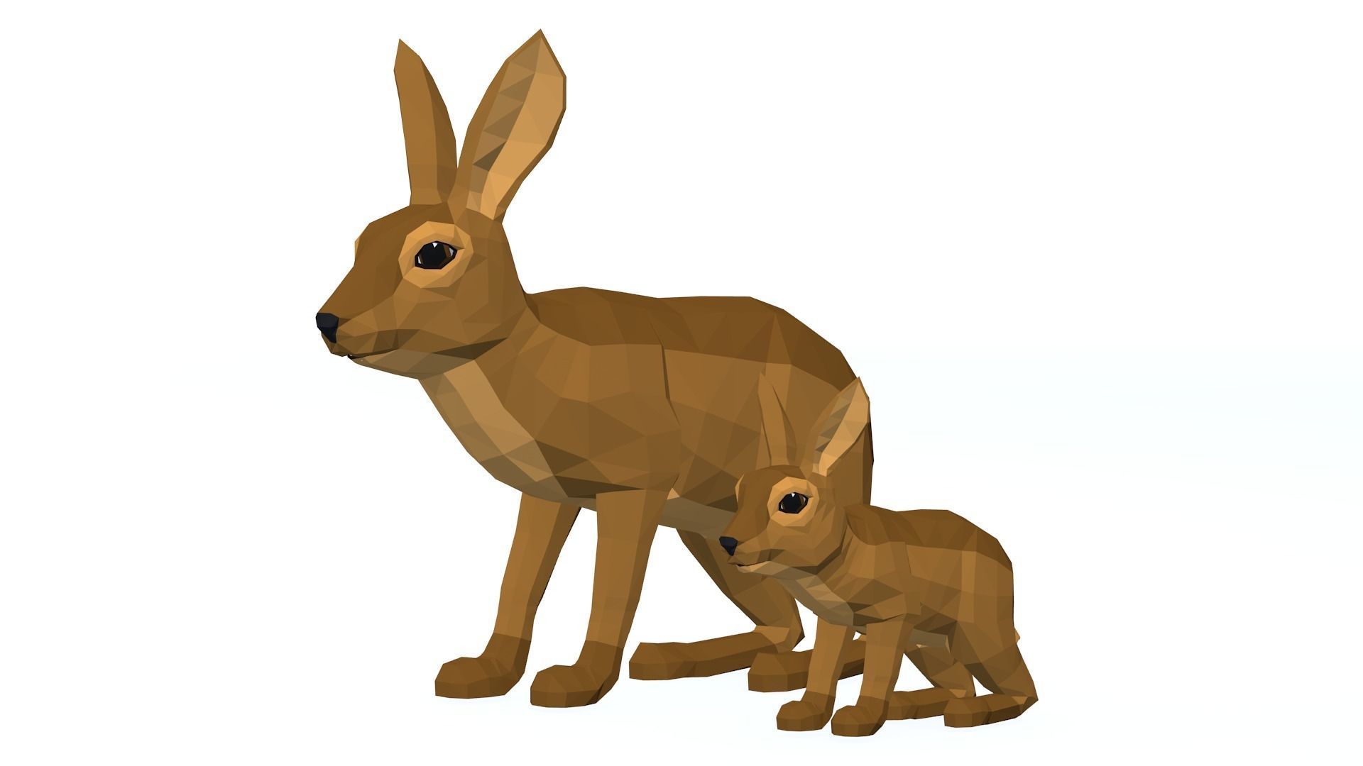 LowPoly Hares pack Low-poly 3D model_5
