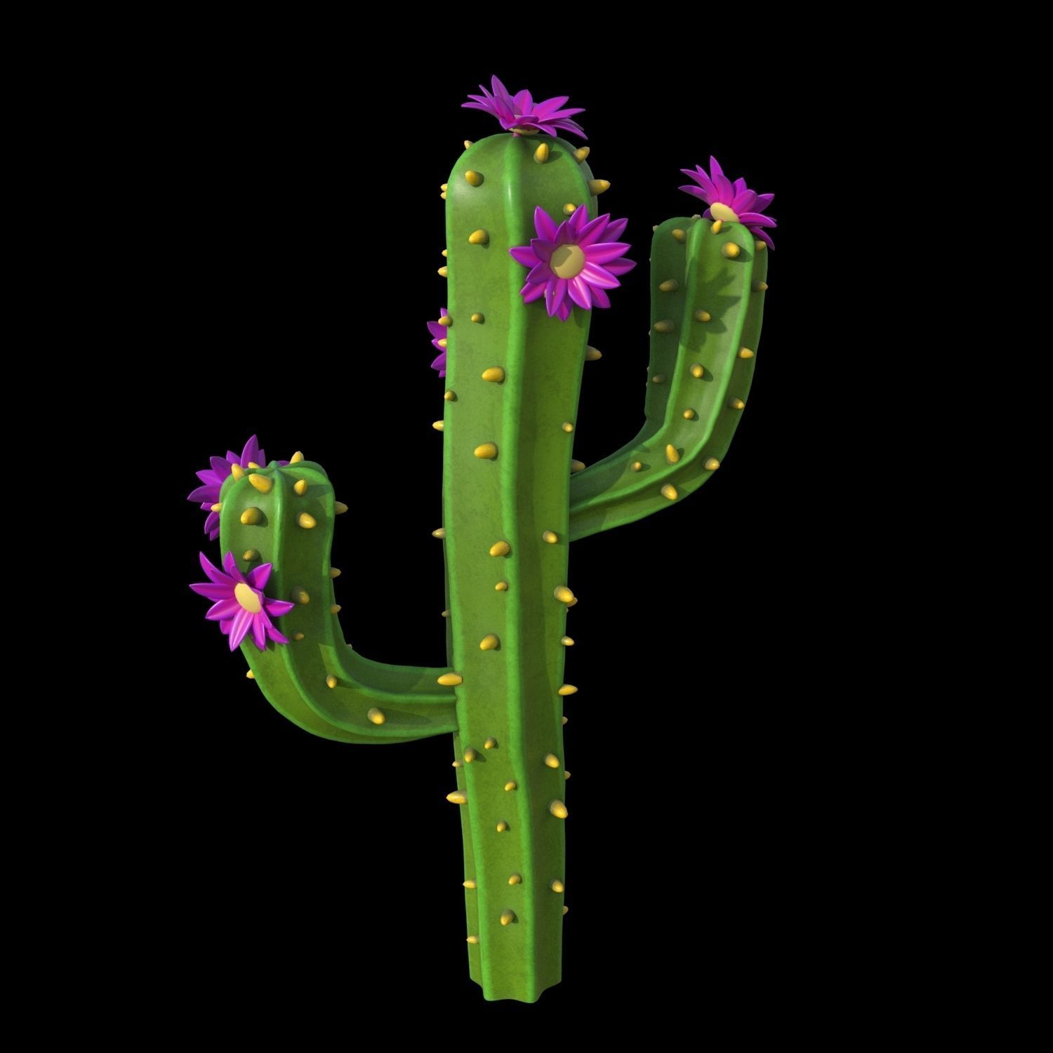 Cartoon cactuses asset 3D model_14