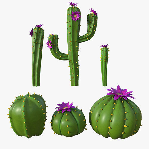 Cartoon cactuses asset 3D model