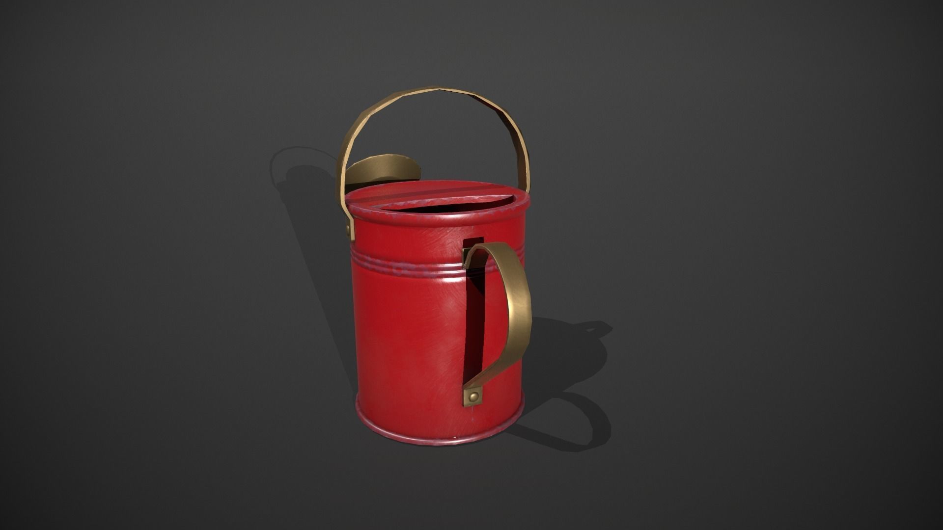 Red Watering Can Low-poly 3D model_4