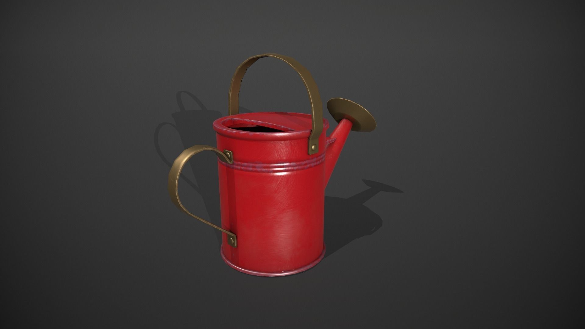 Red Watering Can Low-poly 3D model_2