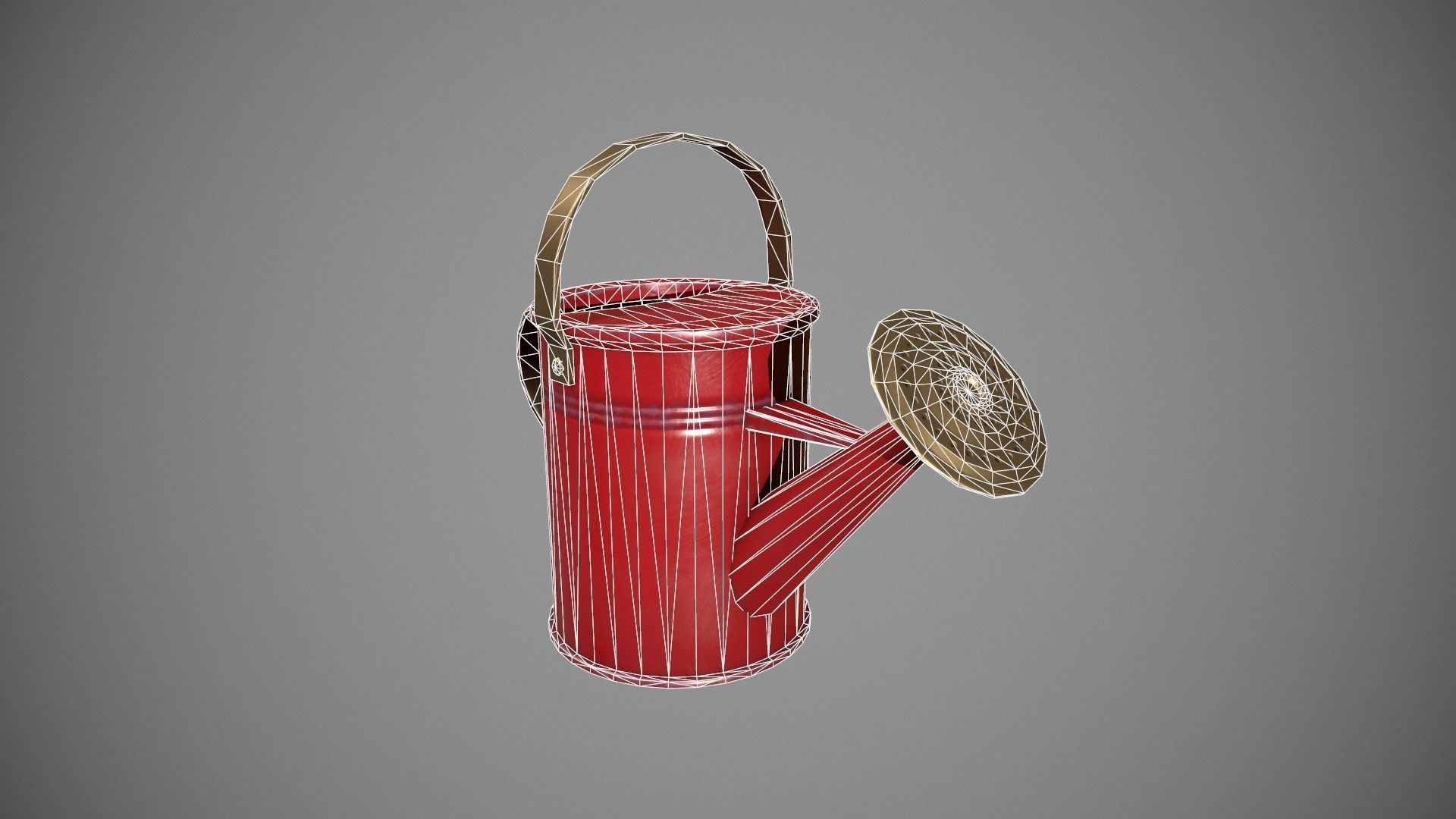 Red Watering Can Low-poly 3D model_22