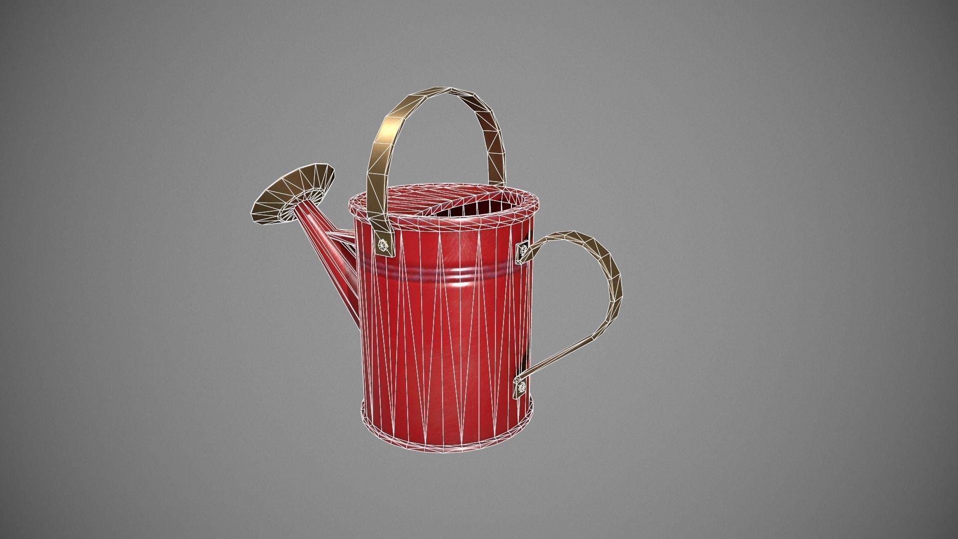 Red Watering Can Low-poly 3D model_17