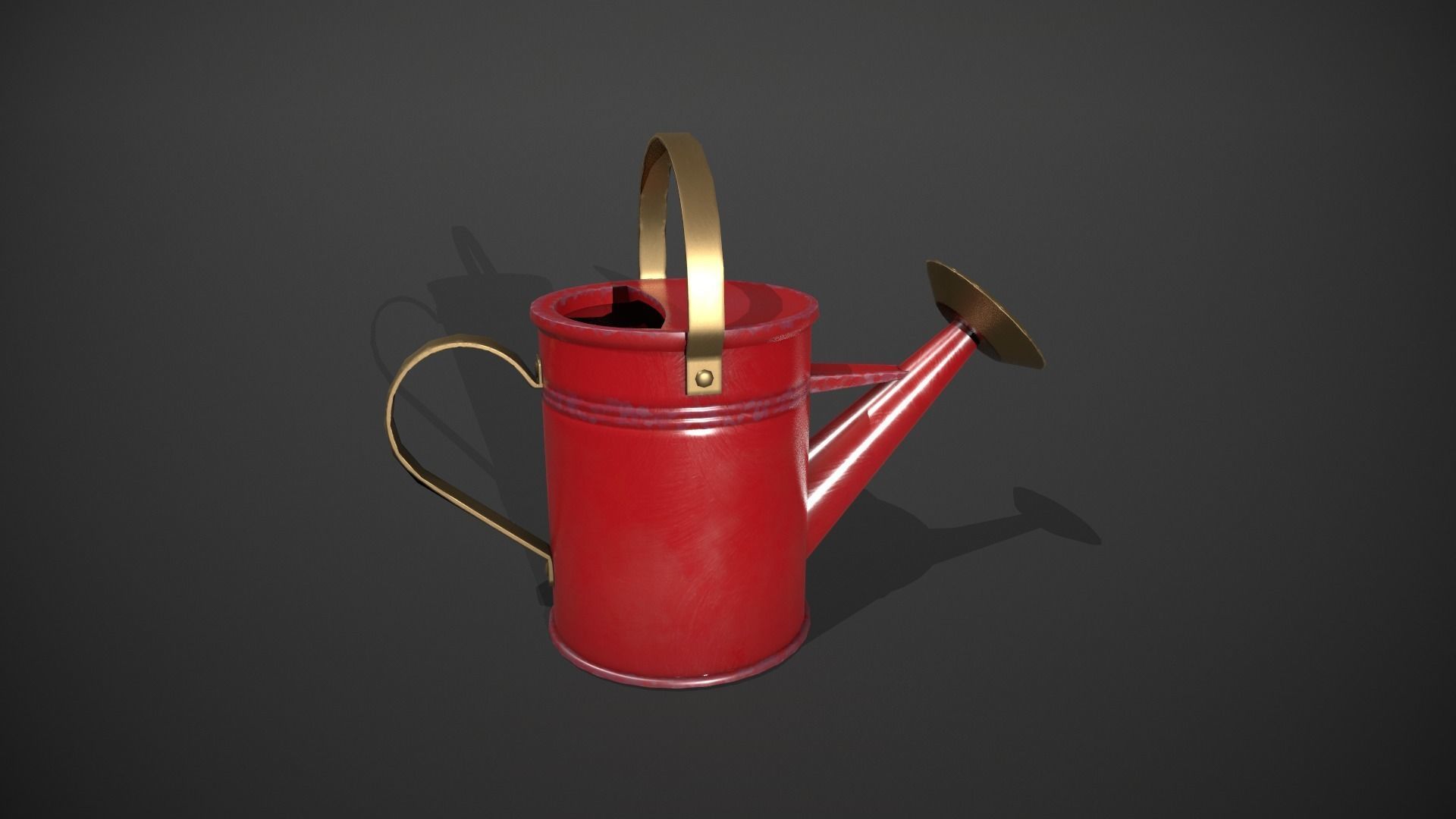 Red Watering Can Low-poly 3D model_1