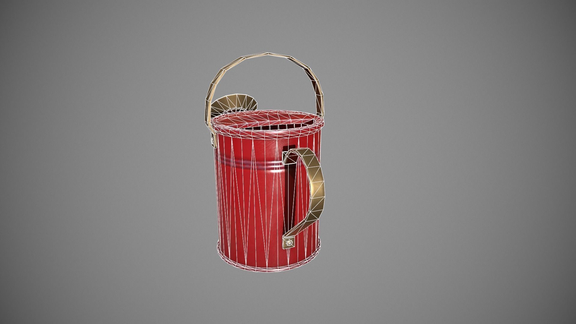 Red Watering Can Low-poly 3D model_16