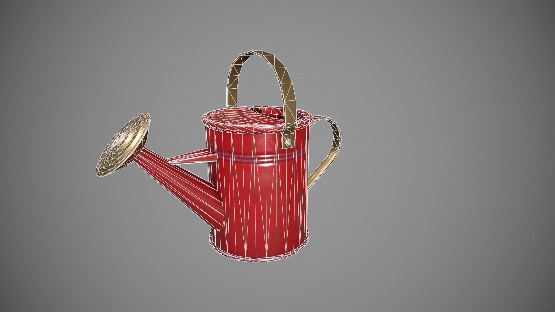Red Watering Can Low-poly 3D model_19