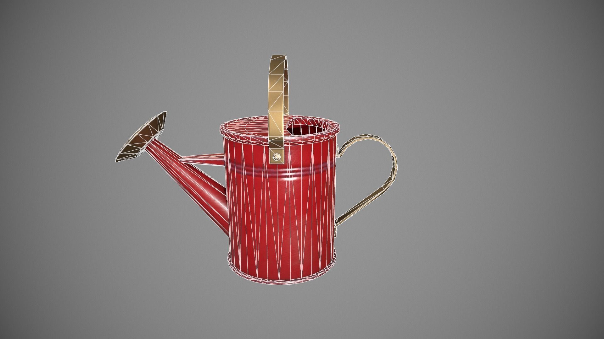 Red Watering Can Low-poly 3D model_18