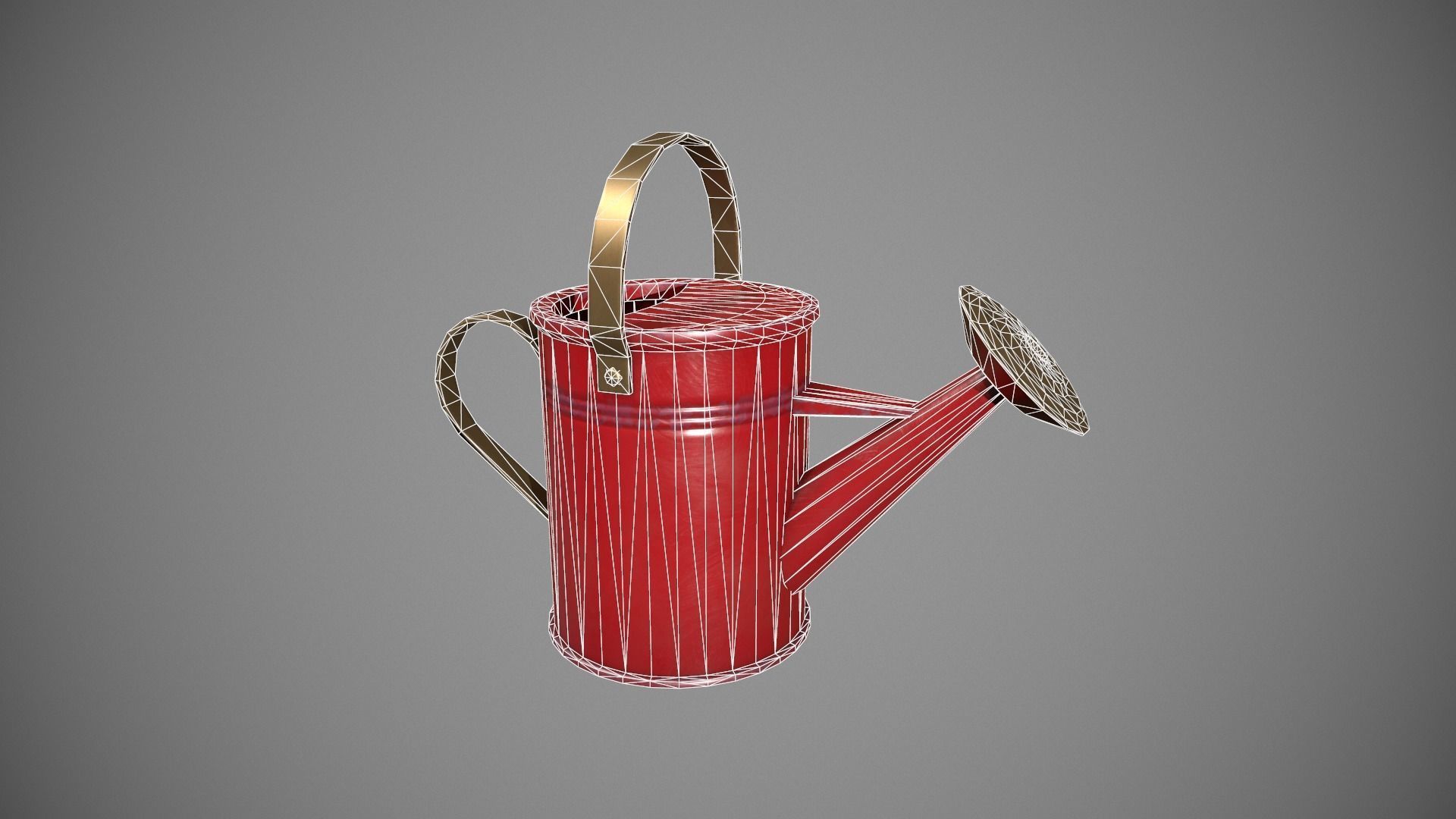 Red Watering Can Low-poly 3D model_12