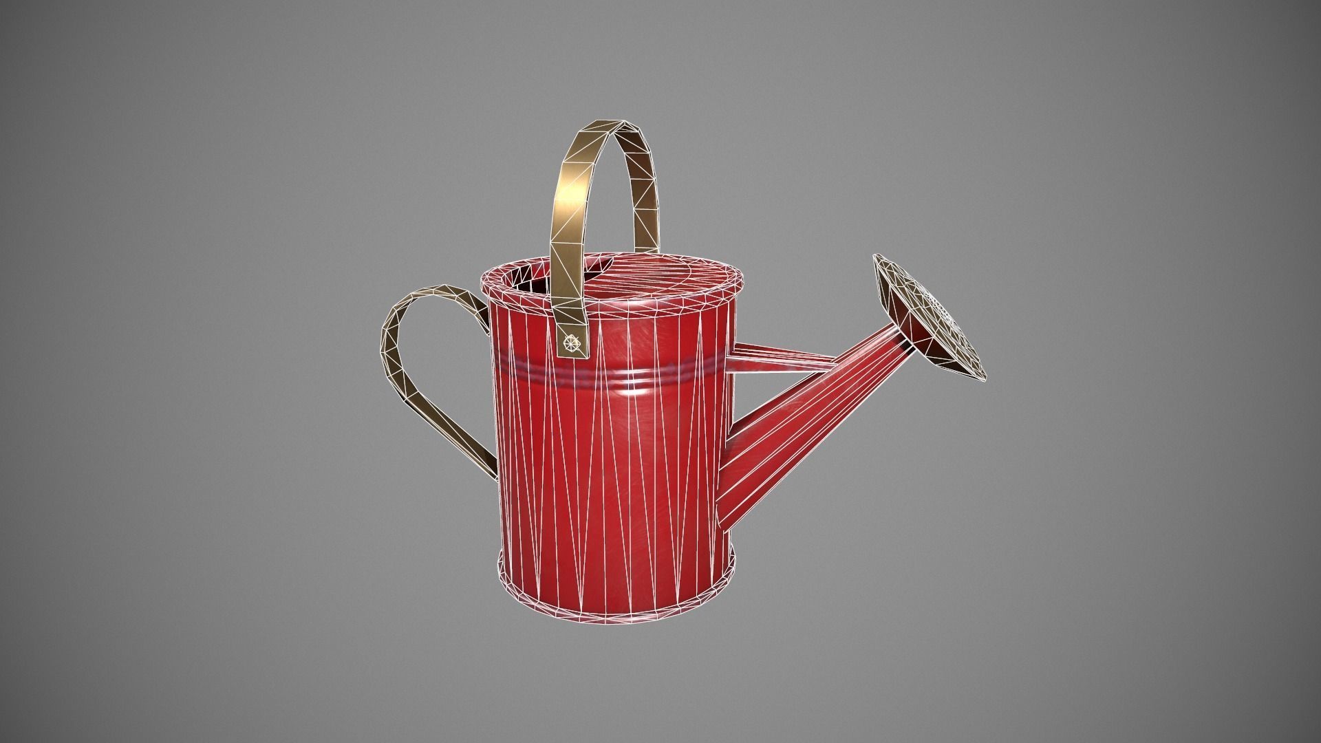 Red Watering Can Low-poly 3D model_23