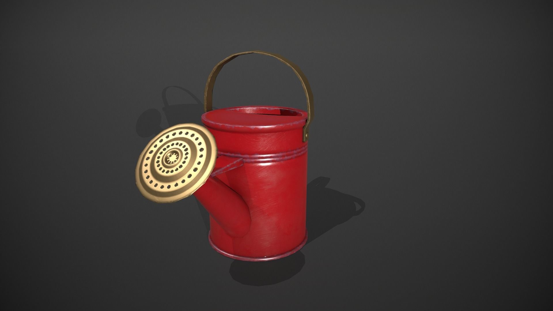 Red Watering Can Low-poly 3D model_8