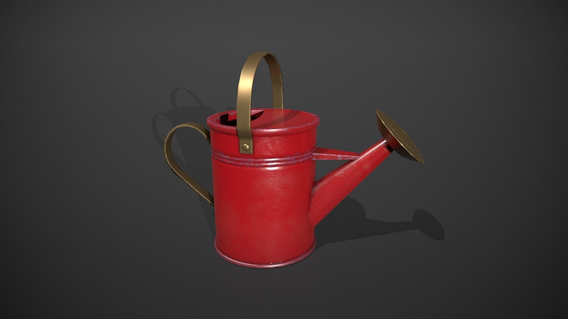 Red Watering Can Low-poly 3D model_11