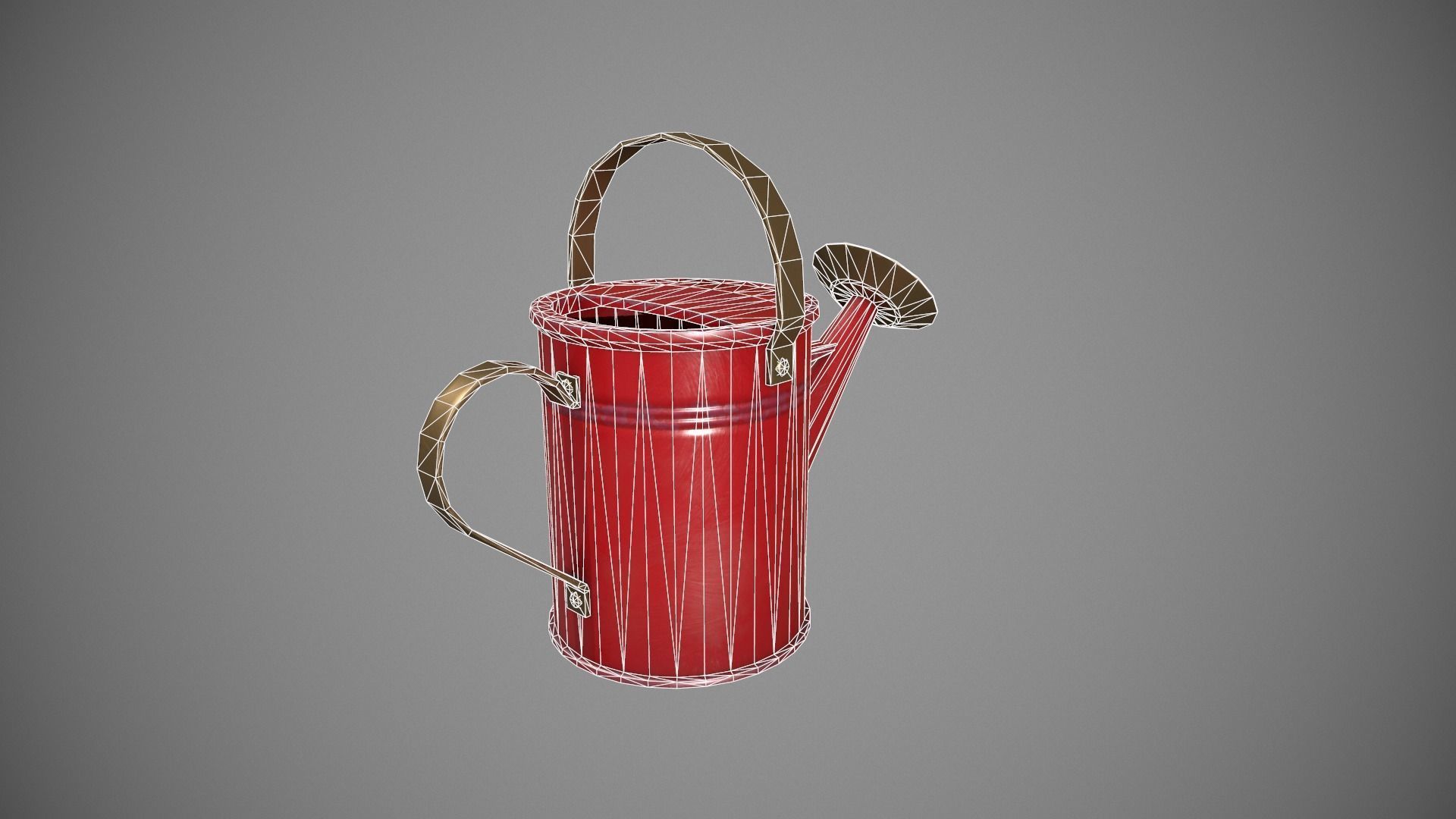 Red Watering Can Low-poly 3D model_14